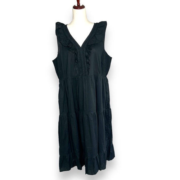 NWT J. Crew V-Neck Smocked Midi Dress Plus Size 20 Ruffle Peasant Cotton NEW - Picture 3 of 10